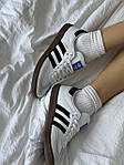 Чоловічі осінні кросівки Adidas Samba White/Black (білі) стильні повсякденні кроси AS026 Адідас топ, фото 8
