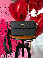 Женская сумка Coach Shoulder Bag Black Monogram (чёрная) крутая сумочка torba0082 cross