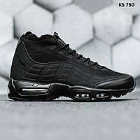 Мужские кроссовки Nike Air Max 95 Sneakerboot (черные) модные повседневные высокие кроссы KS 750 Найк cross