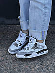 Чоловічі кросівки Air Jordan 4 Retro "Military Black" (білі із сірим) модні кроси NJ037 Найк топ, фото 10
