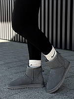Женские стильные угги Ugg mini Grey Lux (серые) модная зимняя обувь UG084 Угги house