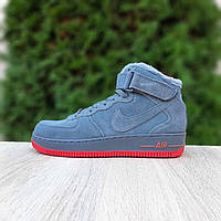 Мужские зимние кроссовки Nike Air Force 1 (серые) высокие стильные кроссовки 4036 Найк cross