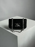 Женская сумка Celine Chain Shoulder Bag Claude In Shiny Calfskin Black/Silver (чёрная) красивая сумка KIS99196