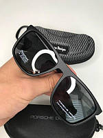 Мужские очки солнцезащитные Porsche DESIGN Polarized черные матовые глянцевые Антибликовые С поляризацией