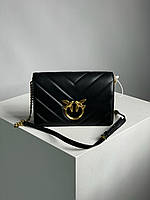 Женская сумка Pinko Large Love Bag Click Big Chevron Black (чёрная) изысканная стильная сумочка KIS99212