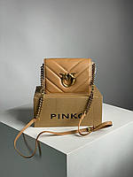 Женская сумка Pinko Mini Love Bag Click Big Chevron Beige (бежевая) красивая стильная сумочка KIS99211 vkross