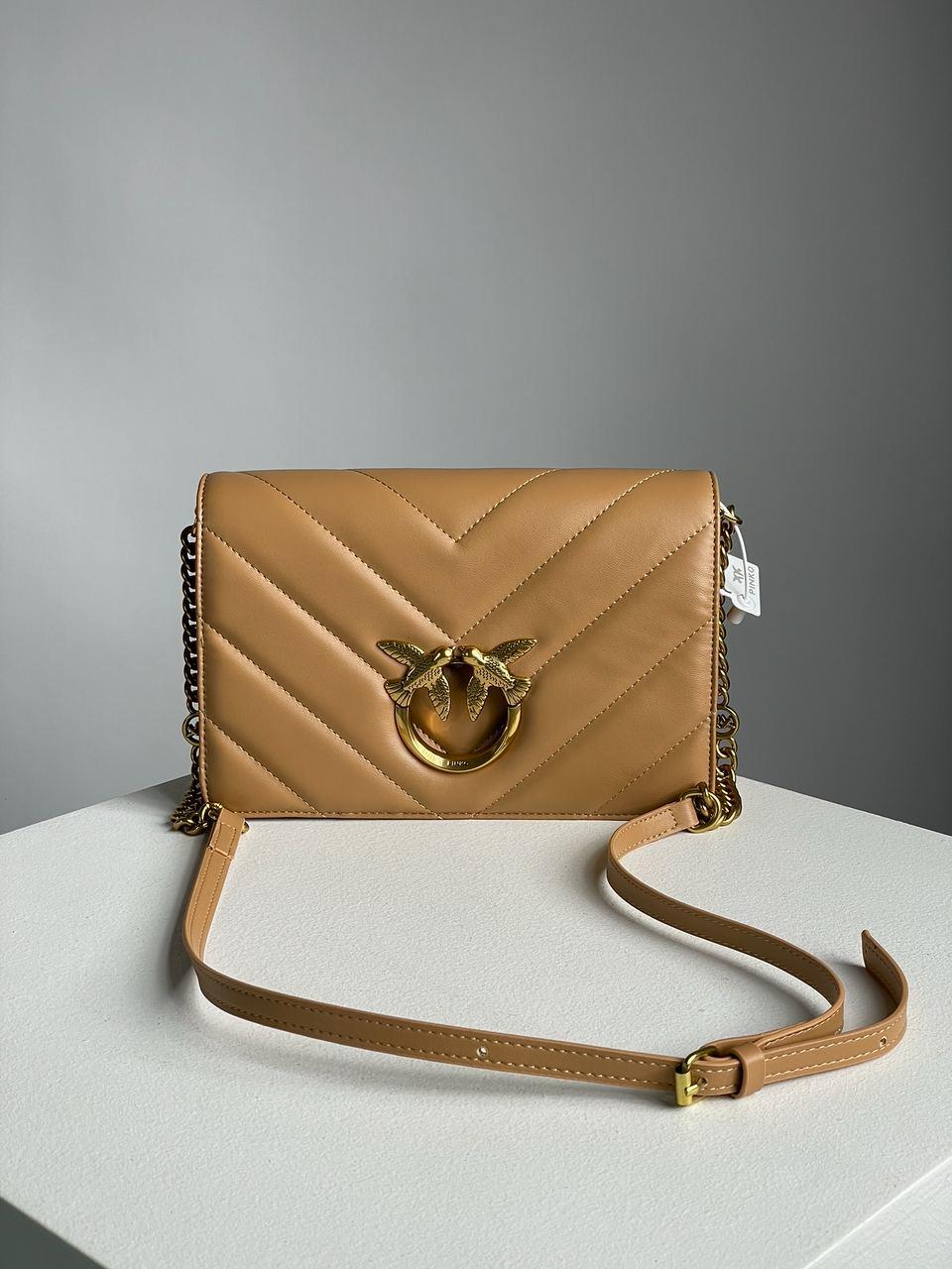 Жіноча сумка Pinko Mini Love Bag Click Big Chevron Beige (бежева) красива стильна сумочка KIS99211 vkross