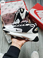 Мужские демисезонные кроссовки Nike Zoom 2K White Black (белые с черным) стильные кроссовки 1214TP Найк vkross