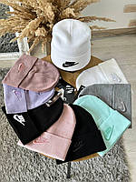 Жіноча шапка найк подвійна з відворотом шапка лопата унісекс шапка Nike з вишивкою Sensey