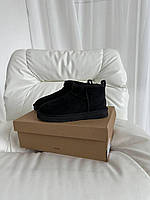 Женские стильные угги Ugg Ultra Mini Black (черные) модная зимняя обувь art0537 Угги house