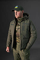 Зимняя утепленная куртка Taslan олива Куртка тактическая зимняя с капюшоном на флисе хаки
