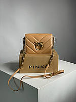 Женская сумка Pinko Mini Love Bag Click Big Chevron Beige (бежевая) красивая стильная сумочка KIS99211 cross