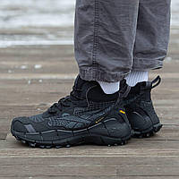 Мужские кроссовки Reebok Zig Kinetica Mid II Edge Black Grey (черные) модные демисезонные кроссовки 1574 Рибок