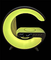 Лампа ночник / Будильник с беспроводной зарядкой и Bluetooth динамиком G63 RGB