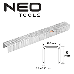 Оцинковані скоби для пневматичного степлера 6 мм x 12.8 мм, тип 80, уп. 4000 шт NEO 14-610