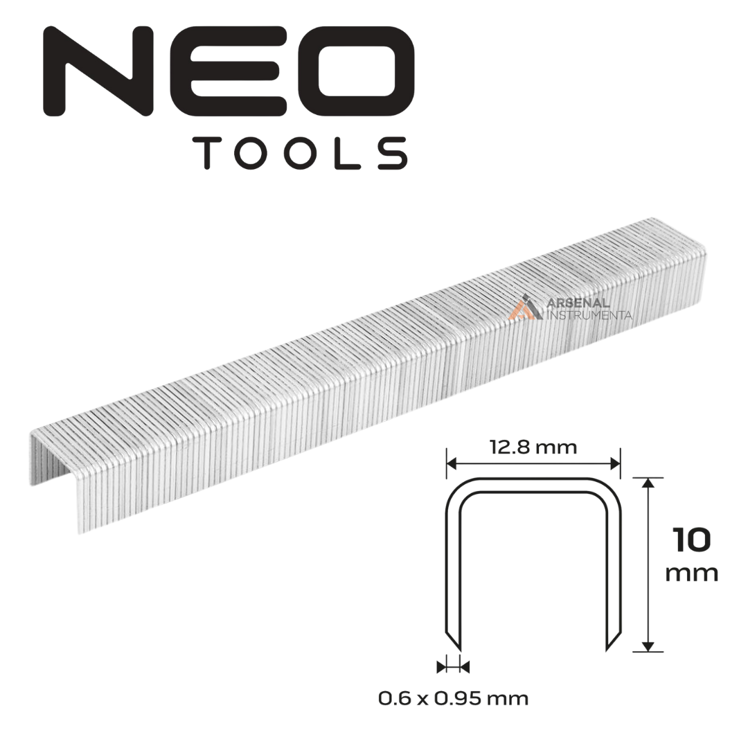 Оцинковані скоби для пневматичного степлера 10 мм x 12.8 мм, тип 80, уп. 4000 шт NEO 14-612, фото 1