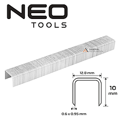 Оцинковані скоби для пневматичного степлера 10 мм x 12.8 мм, тип 80, уп. 4000 шт NEO 14-612