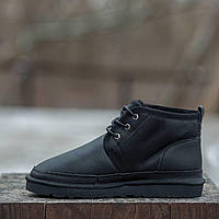 Мужские стильные угги UGG Neumel Black Leather (черные) модная зимняя обувь 1624 Угги house