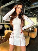 Женское белое платье Короткое со швами наружу Мини Рубчик 42-44 44-46 Вечернее Силуэтное
