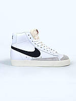 Женские зимние кроссовки Nike Blazer Mid 77 Vintage White Black (белые) повседневные кроссы арт7594 Найк cross