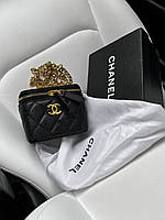 Женская сумка Chanel (чёрная) маленькая сумочка на длинной декоративной цепочке art0373 cross
