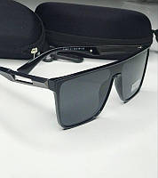 Чоловічі сонцезахисні окуляри квадратні MATRIX Маска Polarized чорні глянцеві POLAROID Антивідблискові Антибілкові очки