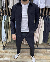 Мужской стильный костюм Рубашка и брюки Турецкий Микровельвет 42-54 S M L XL Вельветовые штаны и рубашка