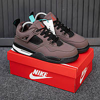 Мужские демисезонные кроссовки Nike Air Jordan 4 Retro (коричневые) высокие повседневные кроссы 2493 Найк