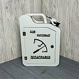 Каністра-бар "Для екстренної дозаправки" #1, дерев'яний, 30*22*11 см, з чарками, білий, фото 3