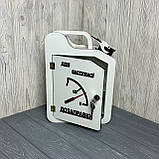 Каністра-бар "Для екстренної дозаправки" #1, дерев'яний, 30*22*11 см, з чарками, білий, фото 4