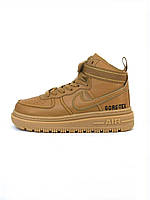 Мужские зимние кроссовки Nike Air Force 1 Gore-Tex Brown (коричневые) высокие стильные кроссовки арт7596 Найк
