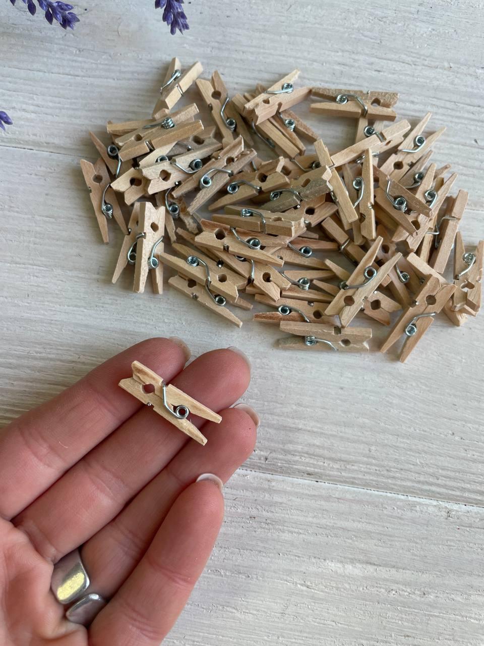 Прищіпки дерев'яні 2,5 * 0,8 см , натуральний колір 100 шт