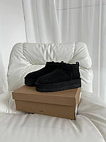 Женские стильные угги Ugg Ultra Mini Platform Black (черные) модная зимняя обувь art0541 Угги тренд