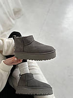 Женские стильные угги Ugg Ultra Mini Platform Grey (серые) модная зимняя обувь art0543 Угги тренд