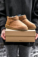 Женские стильные угги UGG Ultra Mini Chestnut Suede (коричневые) модная зимняя обувь 1631 Угги тренд