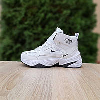 Женские зимние кроссовки Nike M2K Tekno (белые с черным) высокие стильные кроссовки 4090 Найк тренд