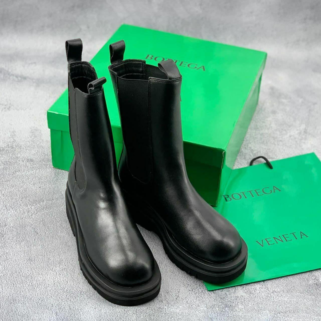 Женские осенние ботинки Bottega Veneta Boots Black (черные) высокие повседневные ботинки арт6928 Боттега Венет - фото 4 - id-p2054828192