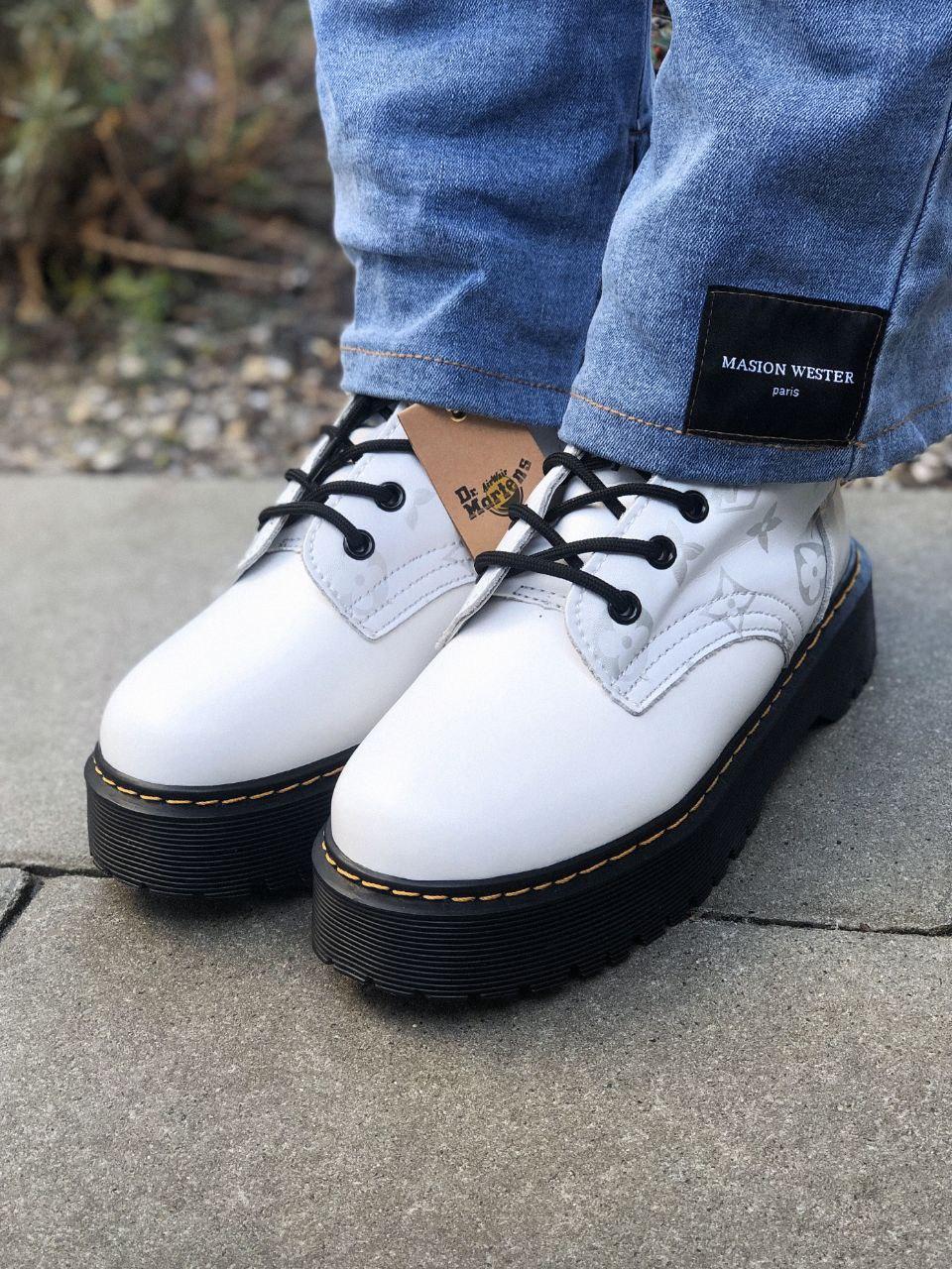 Женские зимние ботинки Dr. Martens x LV Jadon White (белые) высокие повседневные ботинки арт6470 Др Мартинс - фото 4 - id-p2054828209