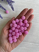 Бусины с пупырышками круглые " Ежевика " 12 мм розовые 500 грам