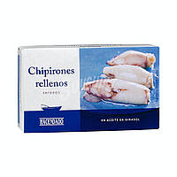 Фаршированные кальмары в подсолнечном масле Hacendado Chipirones rellenos 115 г (Испания)