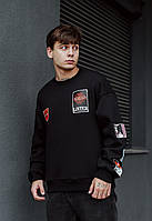 Свитшот мужской стаф кофта черная для мужчины теплая Staff loiter oversize fleece Sensey Світшот чоловічий