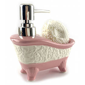 Дозатор для рідкого мила із мочалкою 14х14х7 см Ванна