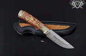 Нож ручной работы "Карелия" 110х30х4мм из дамасской стали и рукоятью из капа клена