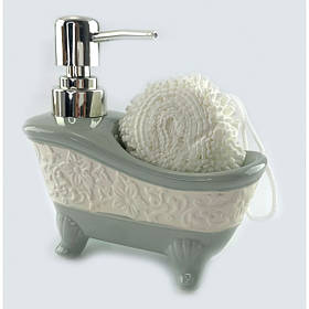 Дозатор для рідкого мила із мочалкою 14х14х7 см Ванна