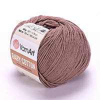 Пряжа (нитки) YarnArt baby cotton (беби котон) цвет 407 темно-коричневый