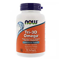 Рыбий жир + витамин D-3 (Омега Tri-3D) 90 капсул NOW-01686