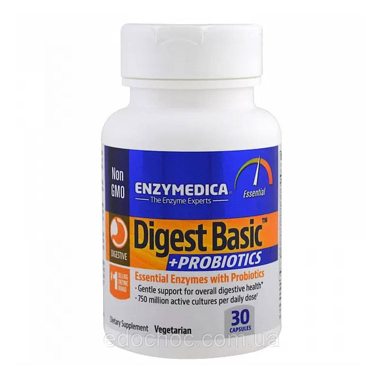 Ферменти та пробіотики (Digest Basic + Probiotics) 30 капсул ENZ-13050, фото 1