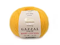 Пряжа (нитки) Gazzal Cotton Baby колір 3417 яскраво-жовтий