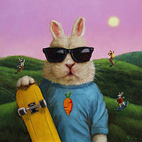 Постеры для стен декоративные на холсте Brushme 50*50 Кролик скейтер ©Lucia Heffernan
