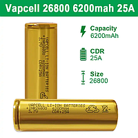 Аккумулятор Vapcell INR26800 Li-Ion 6200 mAh, высокотоковый